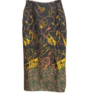 Vintage North Franklin St Equestrian Print Pencil Skirt Old Money Country Club